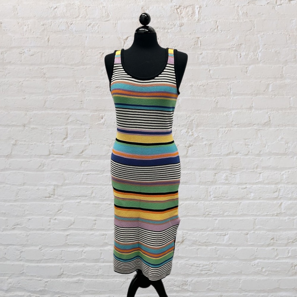 Roxy Sunshine Bouquet Long Striped Knit Dress Summer Vacation Small Cotton Blend